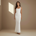 White corset satin dress - Satinni
