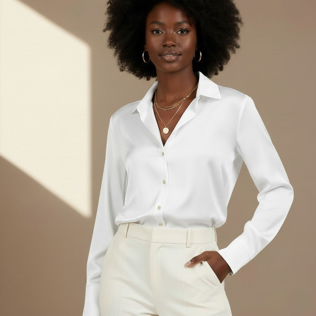 White Satin Shirt - Satinni