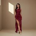 Wine red satin dress - Satinni