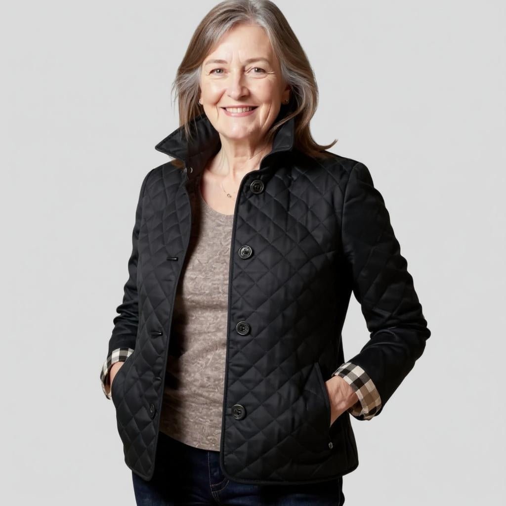 Women's Lightweight Quilted Winter Jacket with Lapel Collar - Satinni