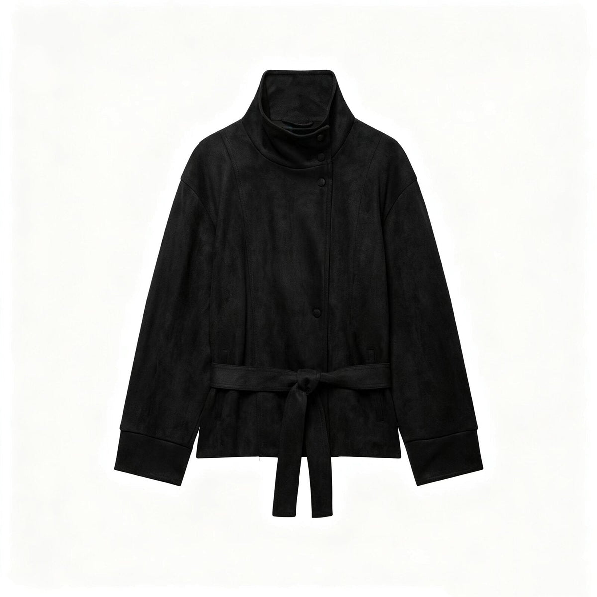 Women's Suede Jacket with Belt - European & American Style for Versatile Wear - Satinni