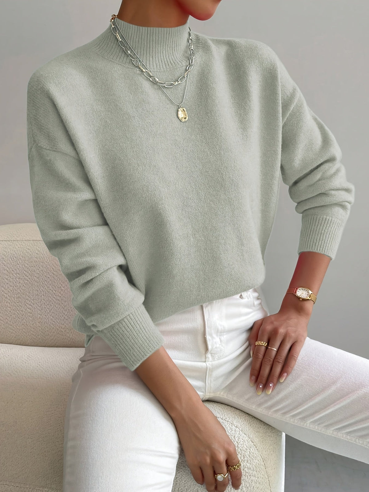 Women's Turtleneck Sweater - Soft Knit Fabric - Elegant Winter Fashion - Satinni