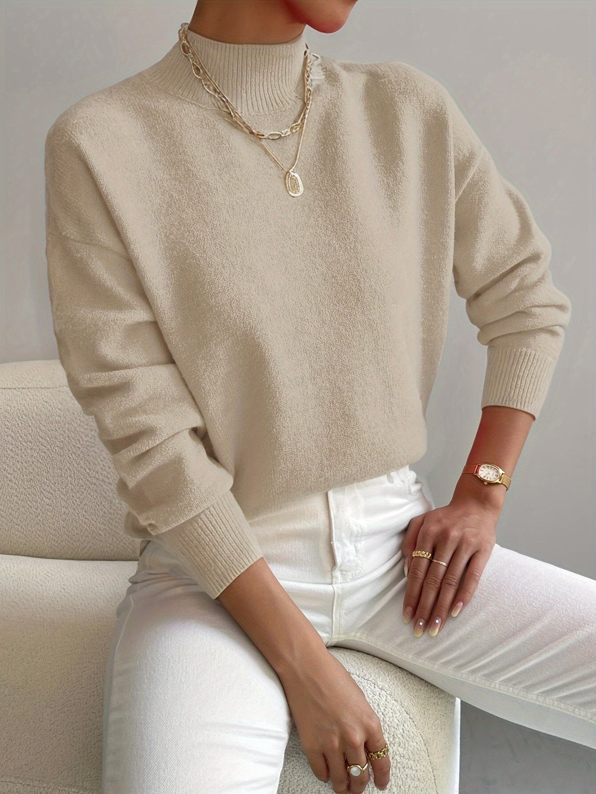 Women's Turtleneck Sweater - Soft Knit Fabric - Elegant Winter Fashion - Satinni