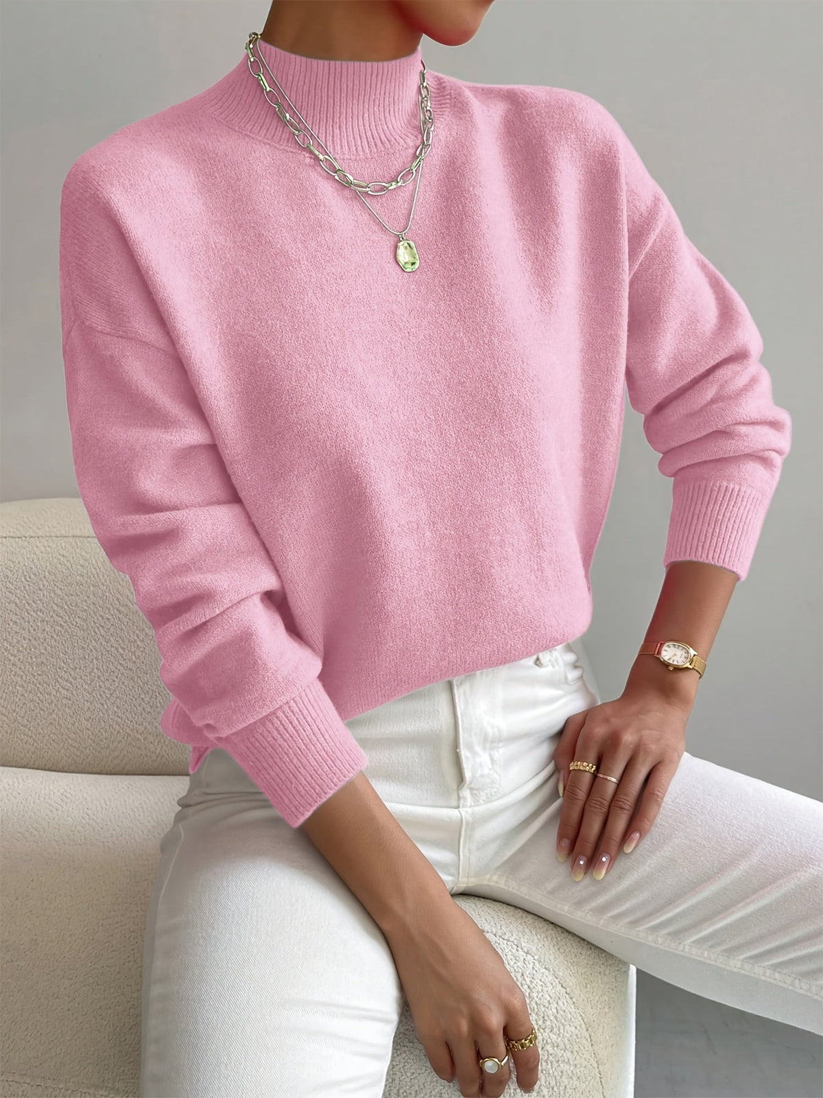 Women's Turtleneck Sweater - Soft Knit Fabric - Elegant Winter Fashion - Satinni