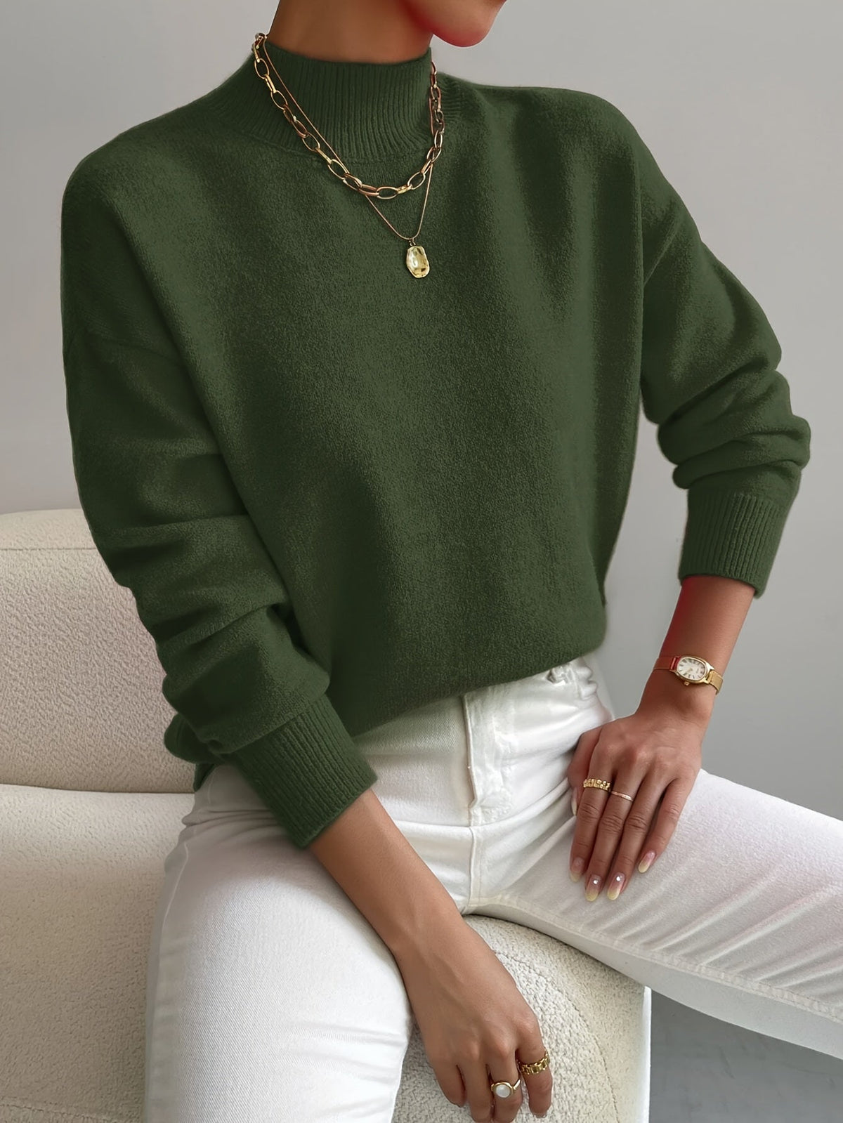 Women's Turtleneck Sweater - Soft Knit Fabric - Elegant Winter Fashion - Satinni