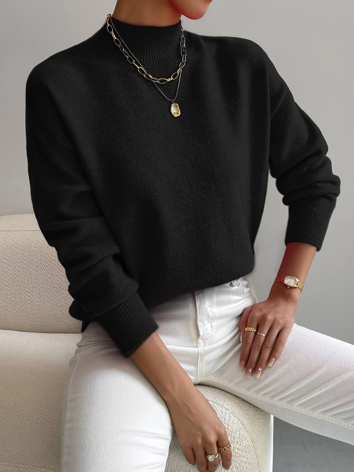 Women's Turtleneck Sweater - Soft Knit Fabric - Elegant Winter Fashion - Satinni