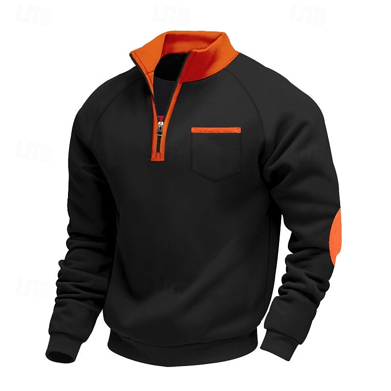 Quarter-Zip Color Block Pullover for Men | Soft Fabric | Casual Wear